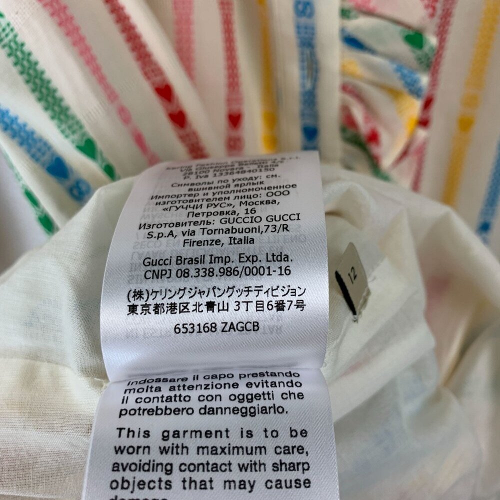 NWT Gucci Kids cotton Multicolor embroidered stripe dress size 12 - Picture 11 of 11